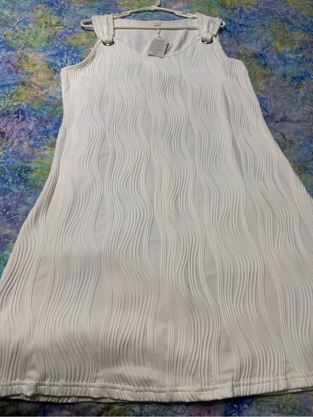Ivory Textured Sleeveless Ribbed Dress